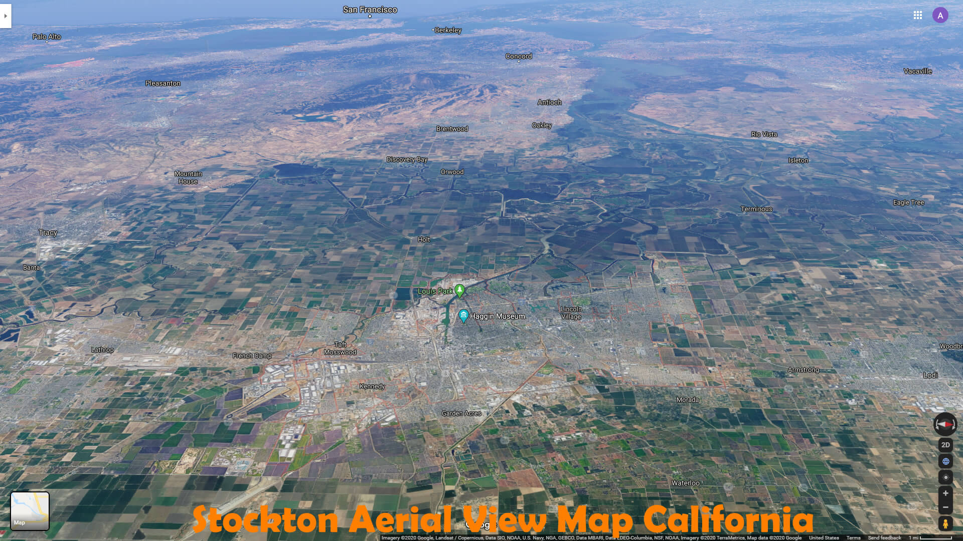 Stockton Vue Aerienne Carte californie